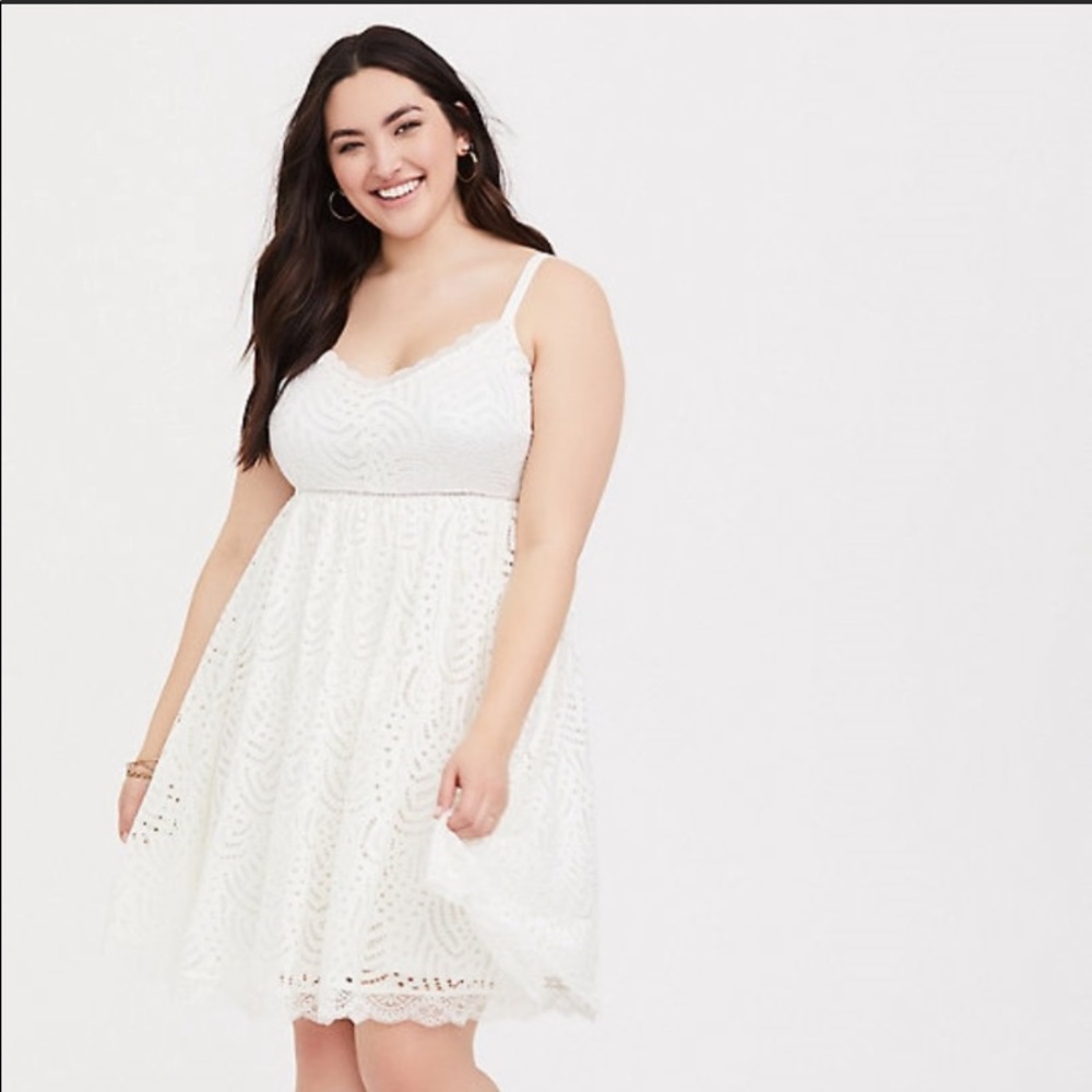 New with tags white Lacey skater dress